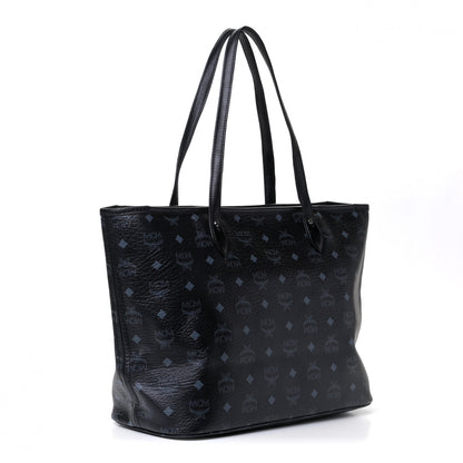 MCM Visetos Dog Bone Striped Shopper Tote Black 2 of 7