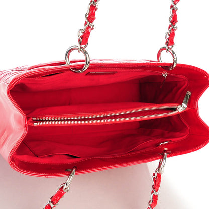 Chanel Patent Quilted Grand Shopping Tote GST Red 5 of 7