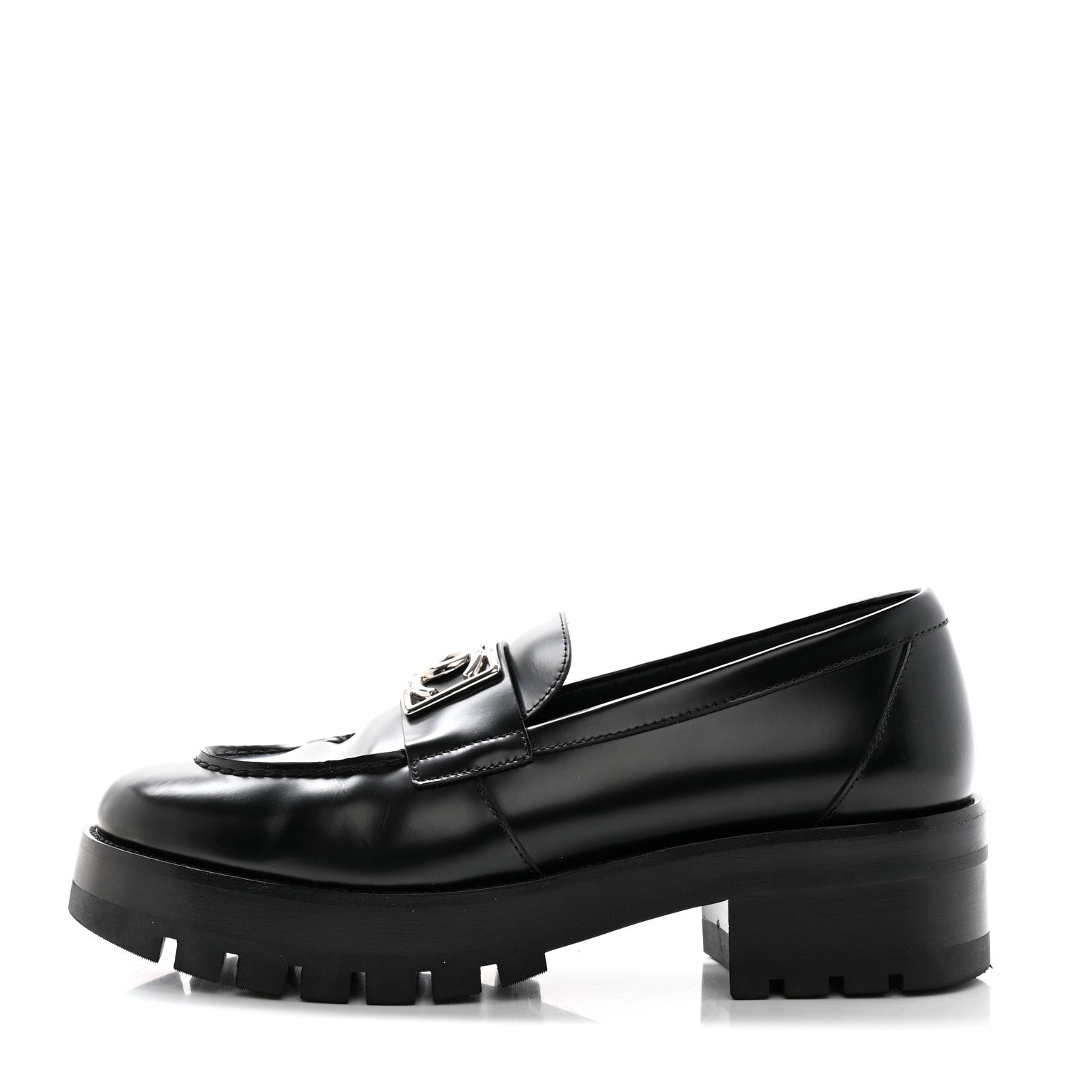 Chanel Calfskin Metal CC Loafers 40.5 Black 1 of 9
