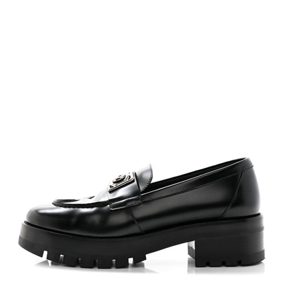 Chanel Calfskin Metal CC Loafers 40.5 Black 1 of 9