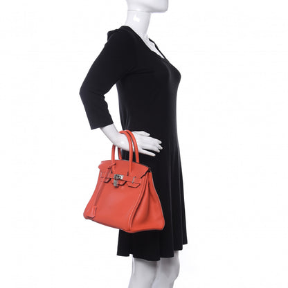 Hermes Taurillon Clemence Birkin 30 Rouge Pivoine 2 of 11