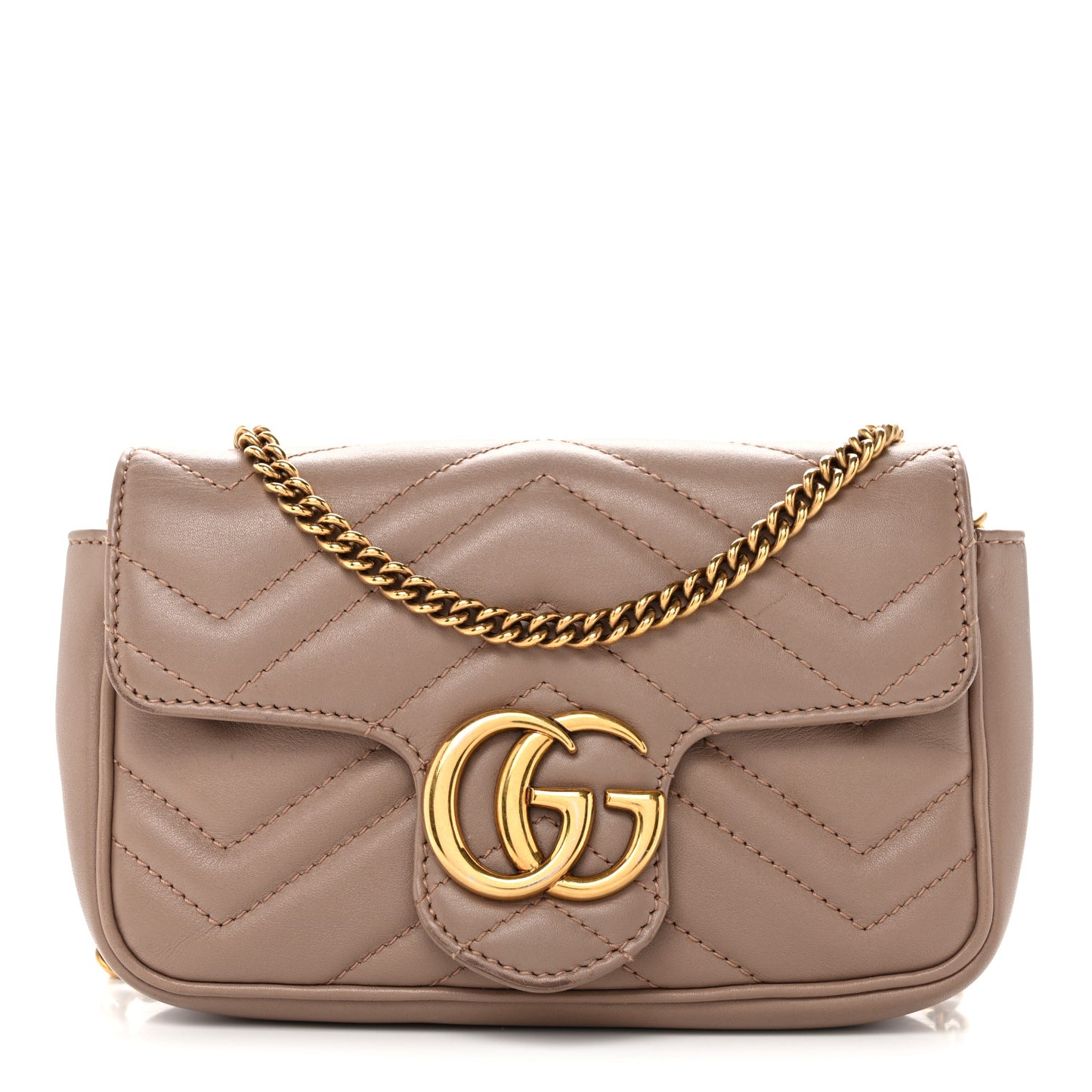 Calfskin Matelasse Super Mini GG Marmont Shoulder Bag Porcelain Rose