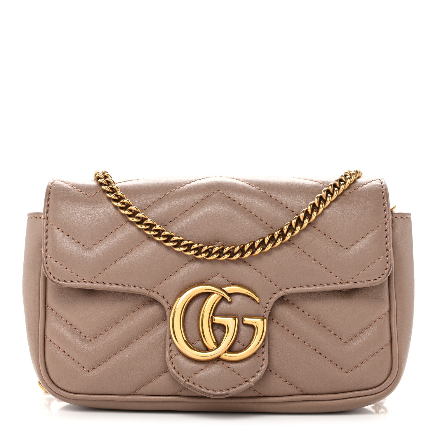 Gucci Calfskin Matelasse Super Mini GG Marmont Shoulder Bag Porcelain Rose 1 of 13