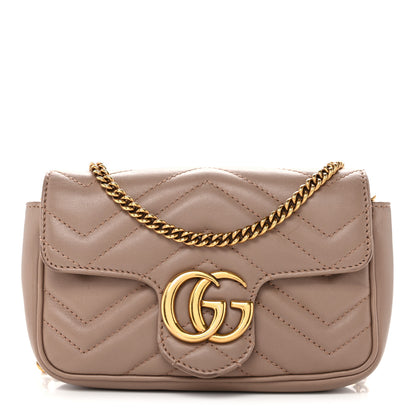 Gucci Calfskin Matelasse Super Mini GG Marmont Shoulder Bag Porcelain Rose 1 of 13