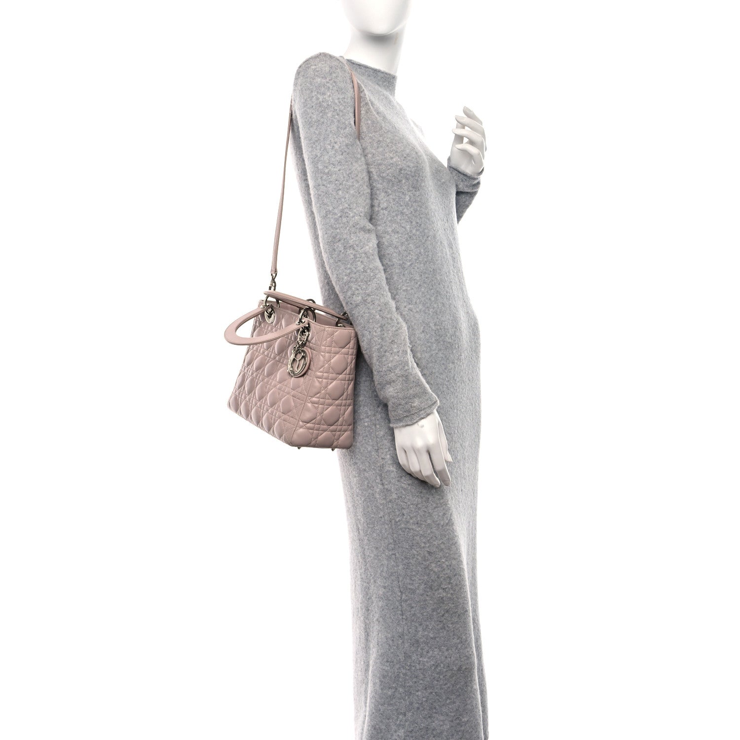 Christian Dior Lambskin Cannage Medium Lady Dior Light Pink 2 of 11