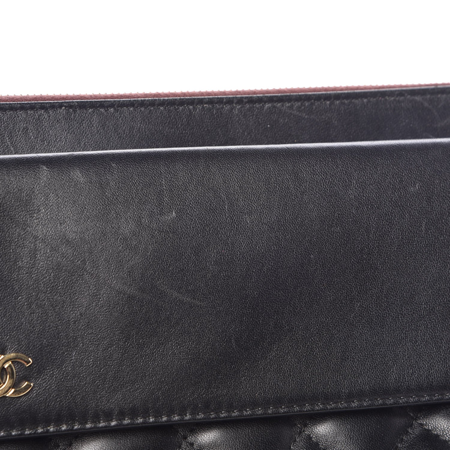 Chanel Lambskin Quilted Large Flap Cosmetic Case Black 12 of 13