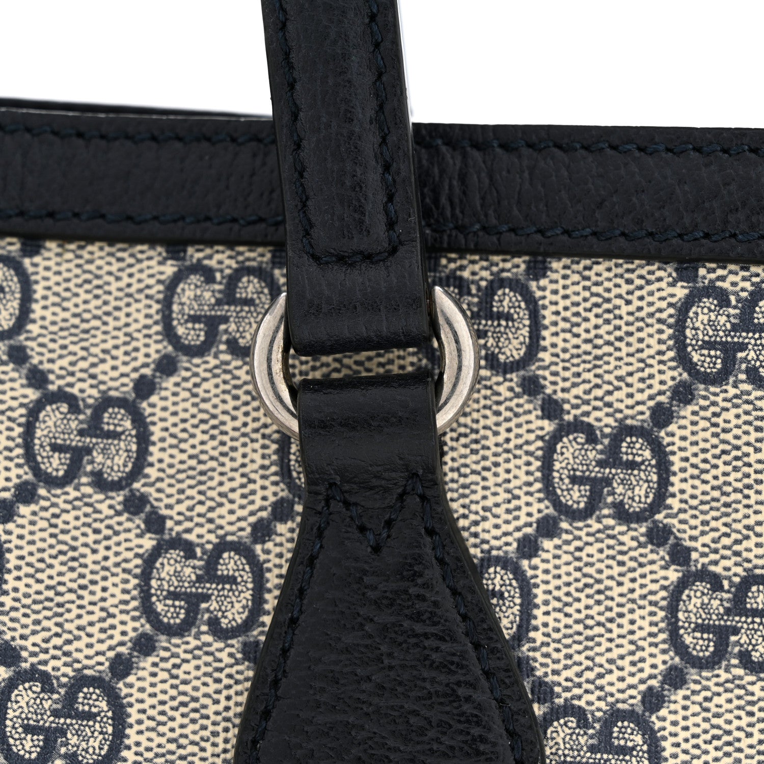 Gucci GG Supreme Monogram Textured Calfskin Web Medium Ophidia Shopping Tote Beige Blue 11 of 13
