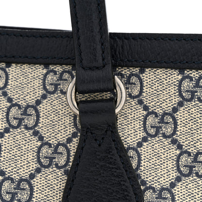 Gucci GG Supreme Monogram Textured Calfskin Web Medium Ophidia Shopping Tote Beige Blue 11 of 13