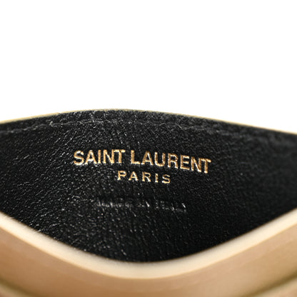 Saint Laurent Grain De Poudre Matelasse Chevron Monogram Credit Card Case Vert Kaki 6 of 10