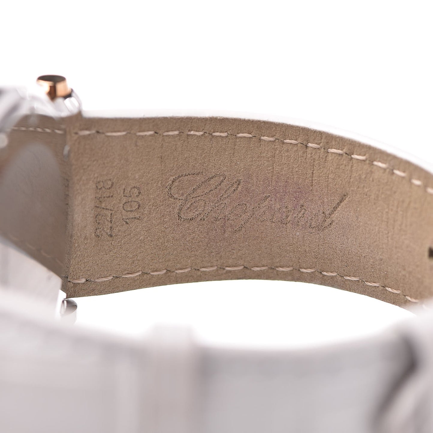 Stainless Steel 18K Rose Gold Alligator 5 Diamond 42mm Happy Sport Chronograph Quartz Watch
