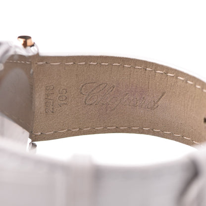 Chopard Stainless Steel 18K Rose Gold Alligator 5 Diamond 42mm Happy Sport Chronograph Quartz Watch 7 of 11