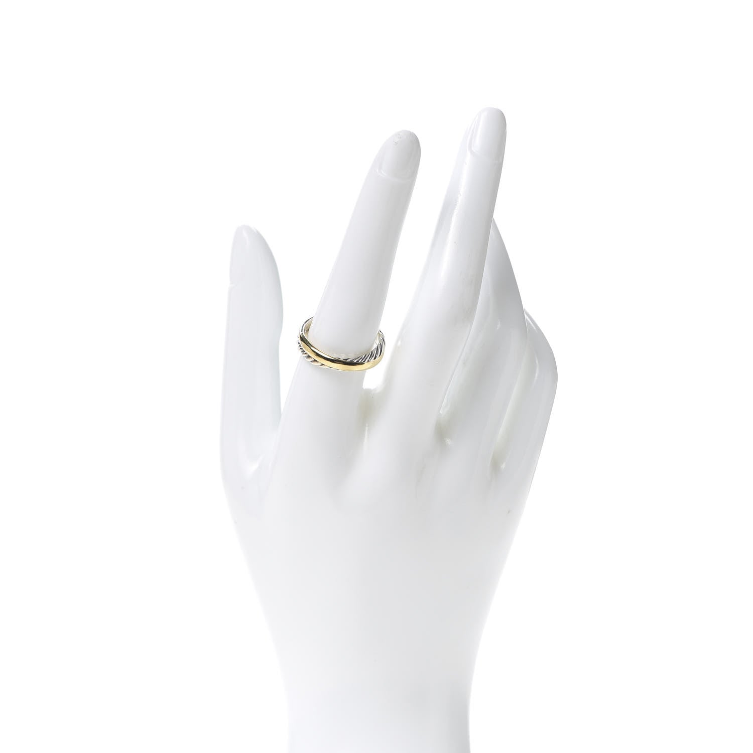David Yurman Sterling Silver 18K Yellow Gold Narrow Crossover Ring 57 8 2 of 5