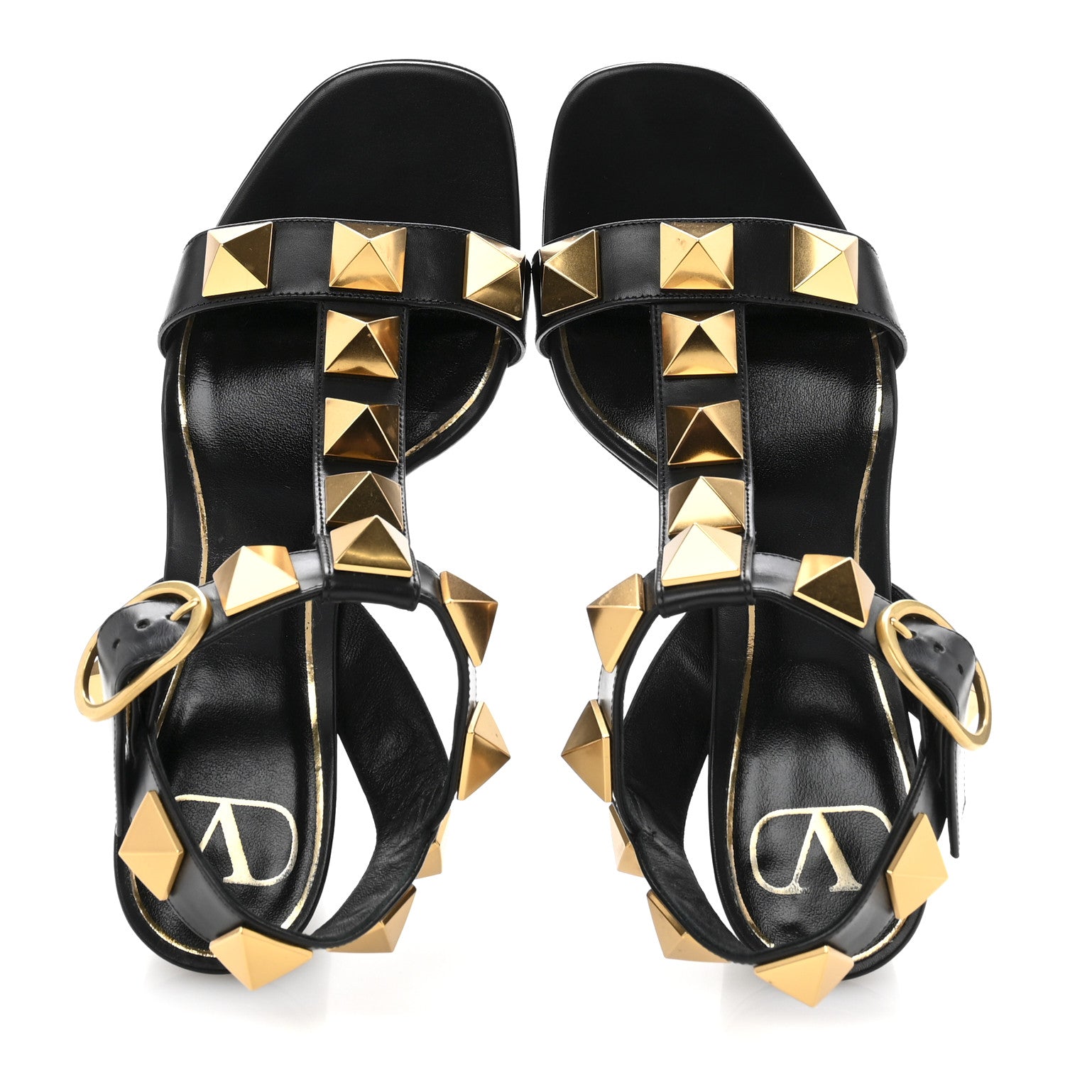 Valentino Garavani Calfskin Roman Stud 90mm Sandals 37.5 Black 2 of 13