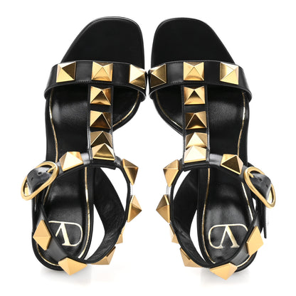 Valentino Garavani Calfskin Roman Stud 90mm Sandals 37.5 Black 2 of 13