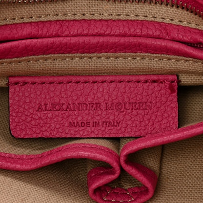 Alexander McQueen Pebbled Calfskin Small Skull Padlock Zip Around Tote Bouganville 6 of 12