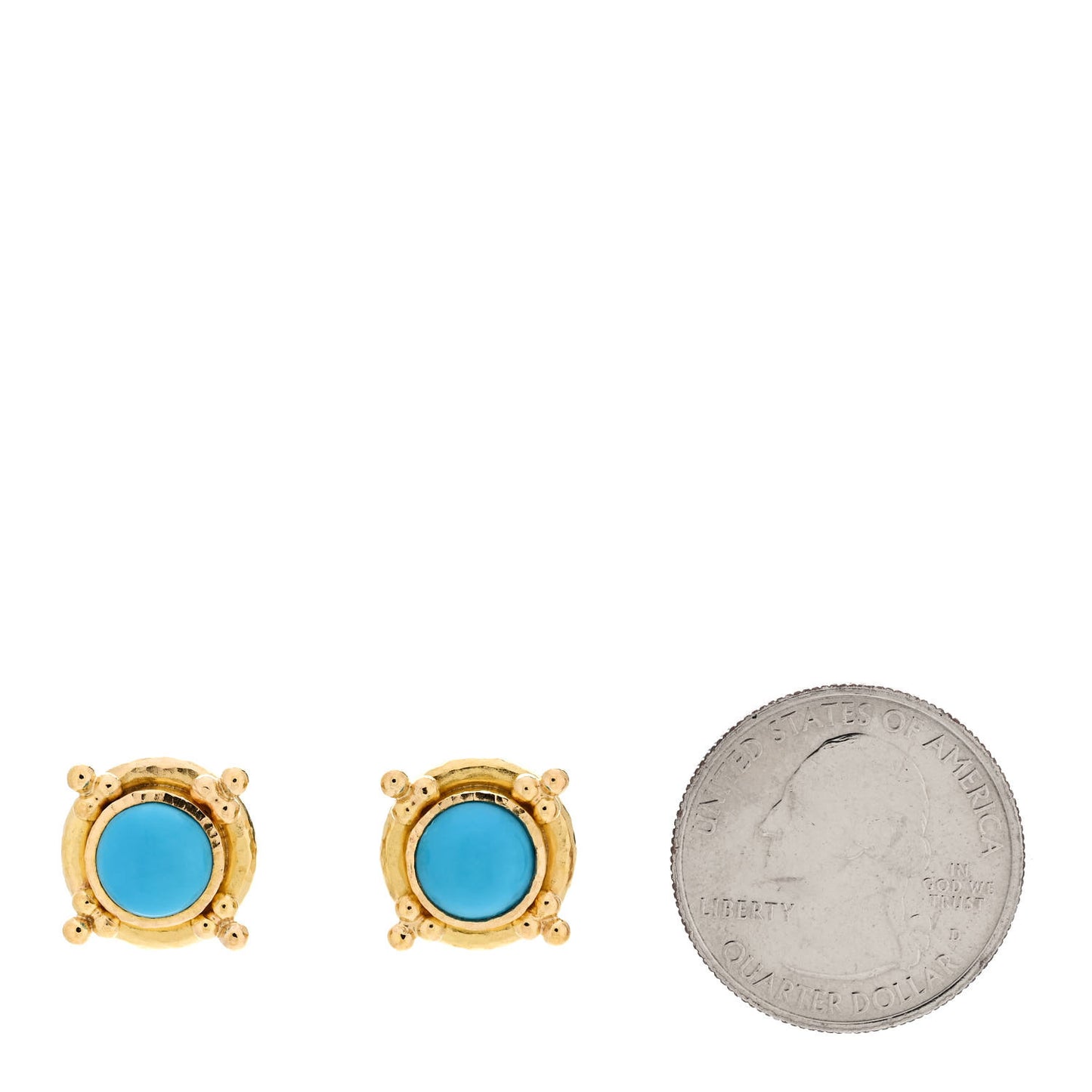19K Yellow Gold Turquoise Stud Earrings