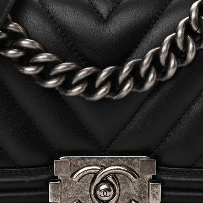 Chanel Calfskin Chevron Quilted Small Boy Flap Black 8 of 10