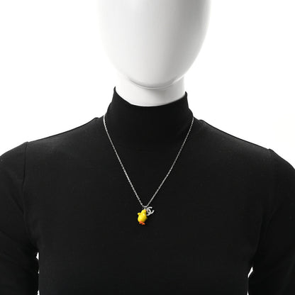 Chanel Metal Resin Strass Crystal CC Baby Chick Pendant Necklace Silver Yellow Orange 2 of 5