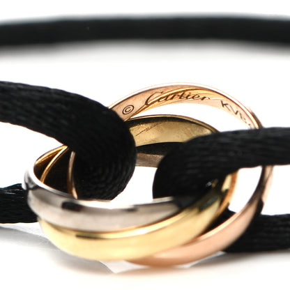 Cartier 18K Pink Yellow White Gold Trinity Adjustable Cord Bracelet Black 4 of 5