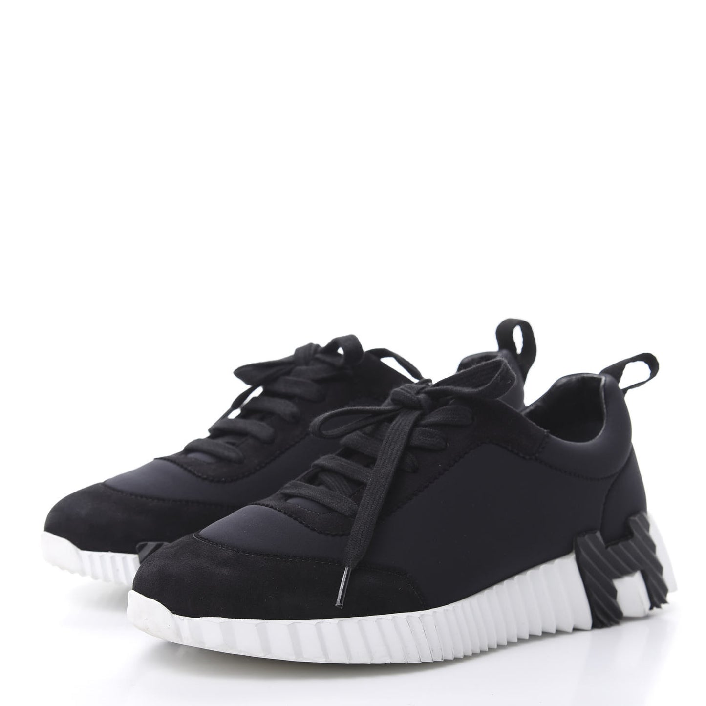 Technical Jersey Suede Goatskin Bouncing Sneakers 37 Black White