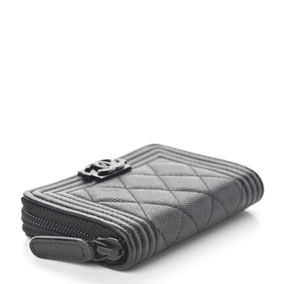 Chanel Caviar Quilted Boy Zip Around Coin Purse Wallet So Black 3 of 6