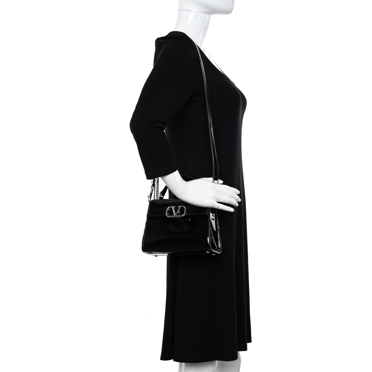 Valentino Garavani Patent Small VSling Top Handle Bag Black 2 of 9