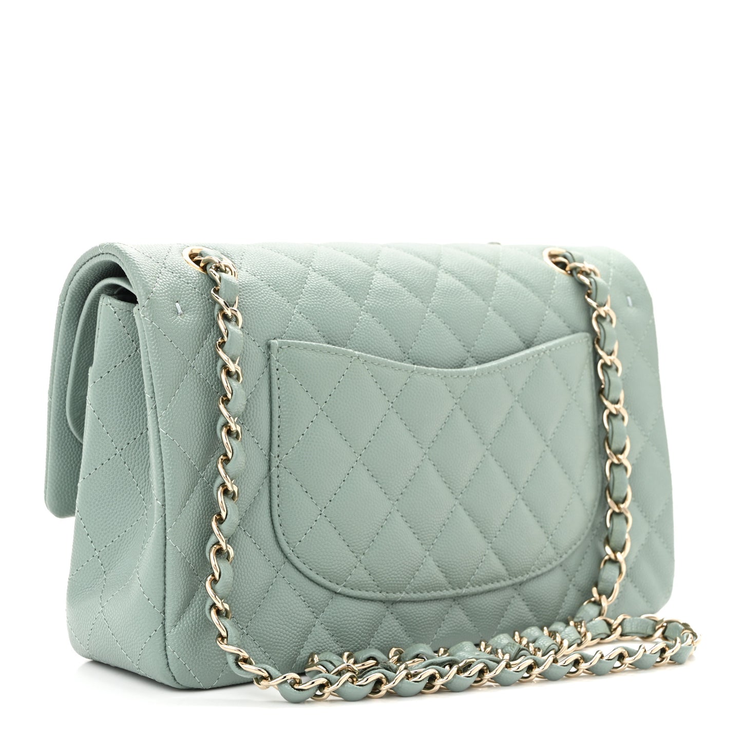 Caviar Quilted Medium Double Flap Dark Green