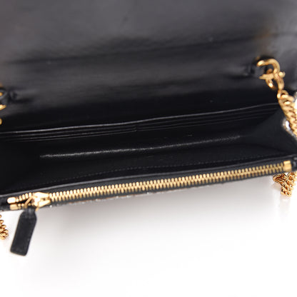 Saint Laurent Metallic Fabric Monogram Envelope Chain Wallet Anthracite 4 of 9