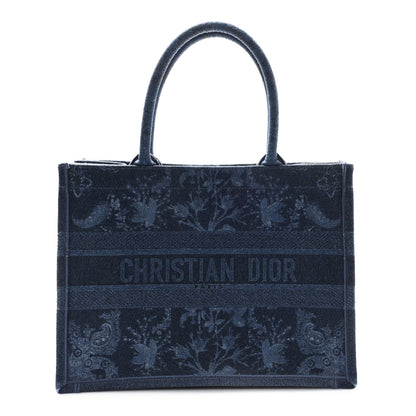 Christian Dior Denim Flowers Embroidered Medium Book Tote Blue 1 of 11