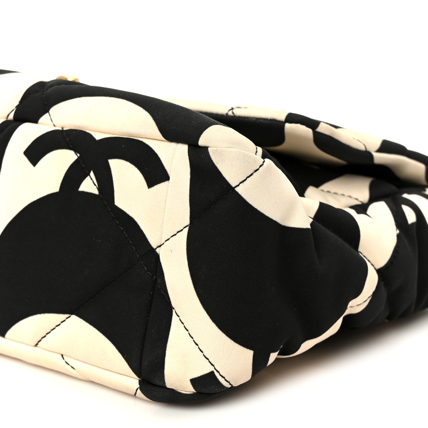 Chanel Fabric Printed Large Chanel 19 Flap Black Ecru 10 of 10
