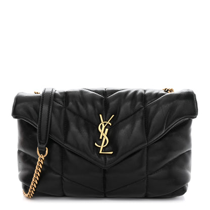 Saint Laurent Lambskin Quilted Toy Loulou Puffer Monogram Chain Satchel Black 1 of 11