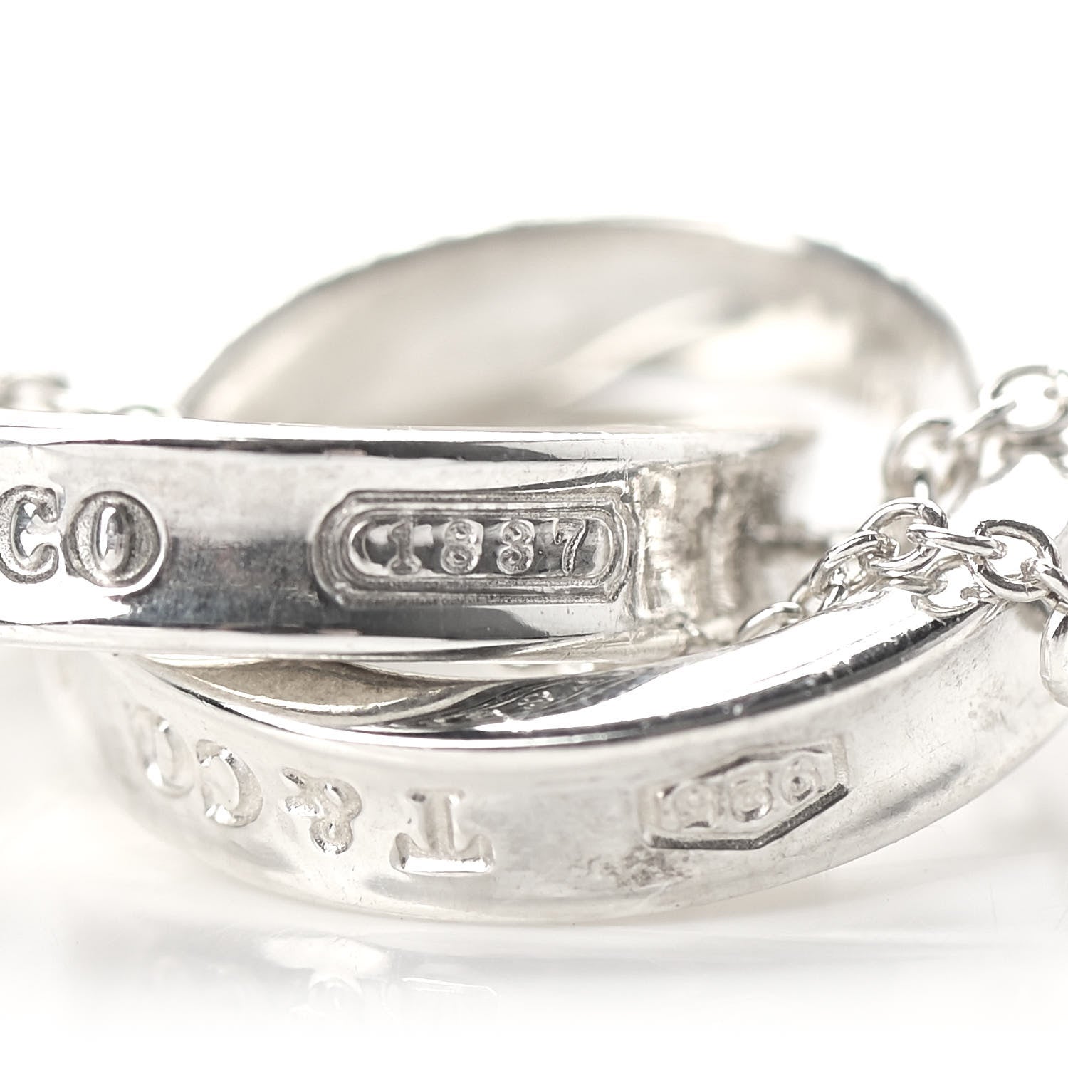 Tiffany Sterling Silver 1837 Interlocking Circles Pendant Necklace 8 of 10