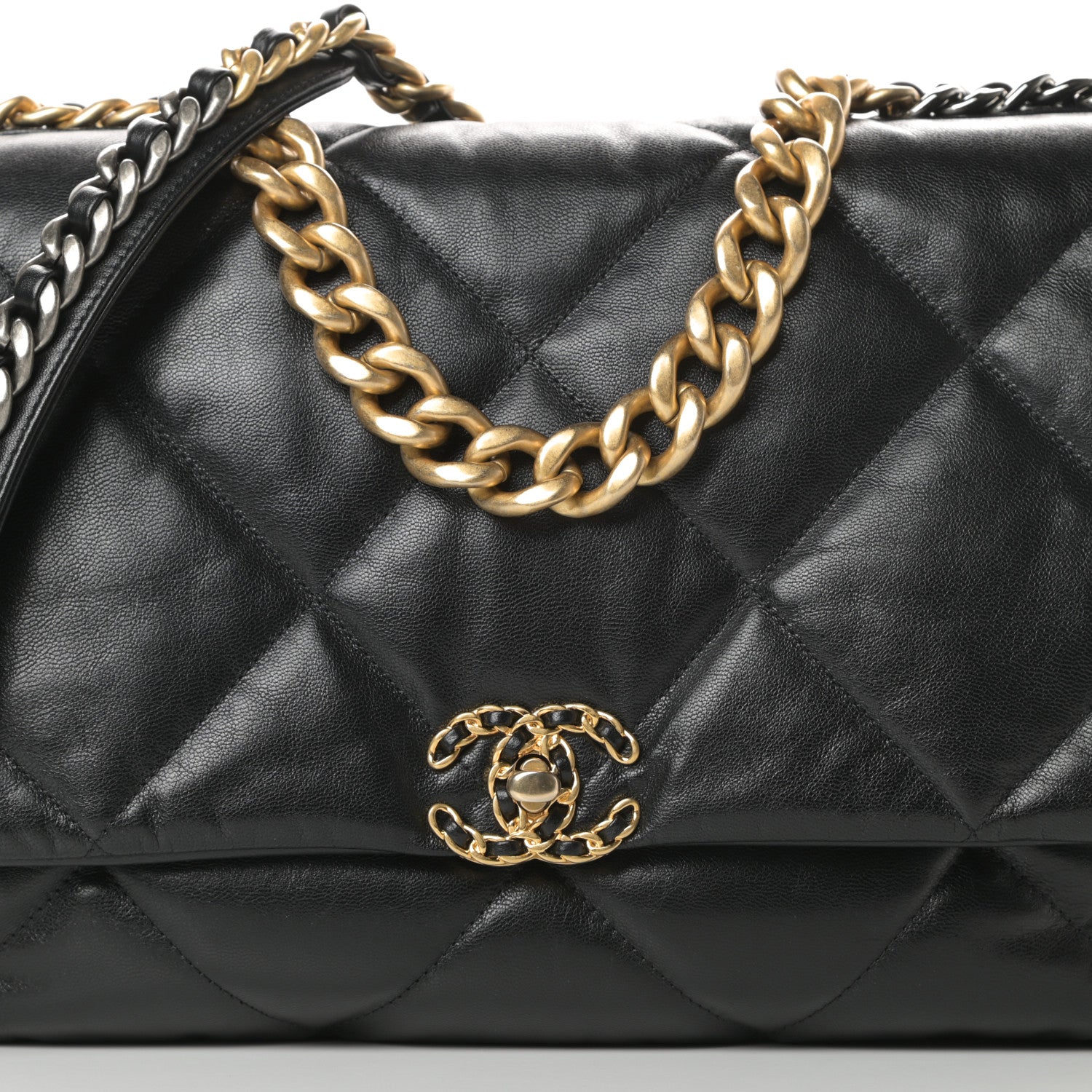 Chanel Goatskin Quilted Maxi Chanel 19 Flap Black 8 of 12