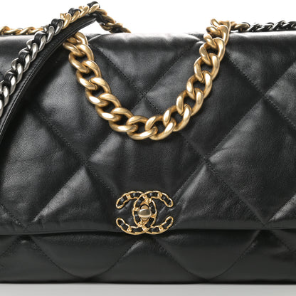 Chanel Goatskin Quilted Maxi Chanel 19 Flap Black 8 of 12