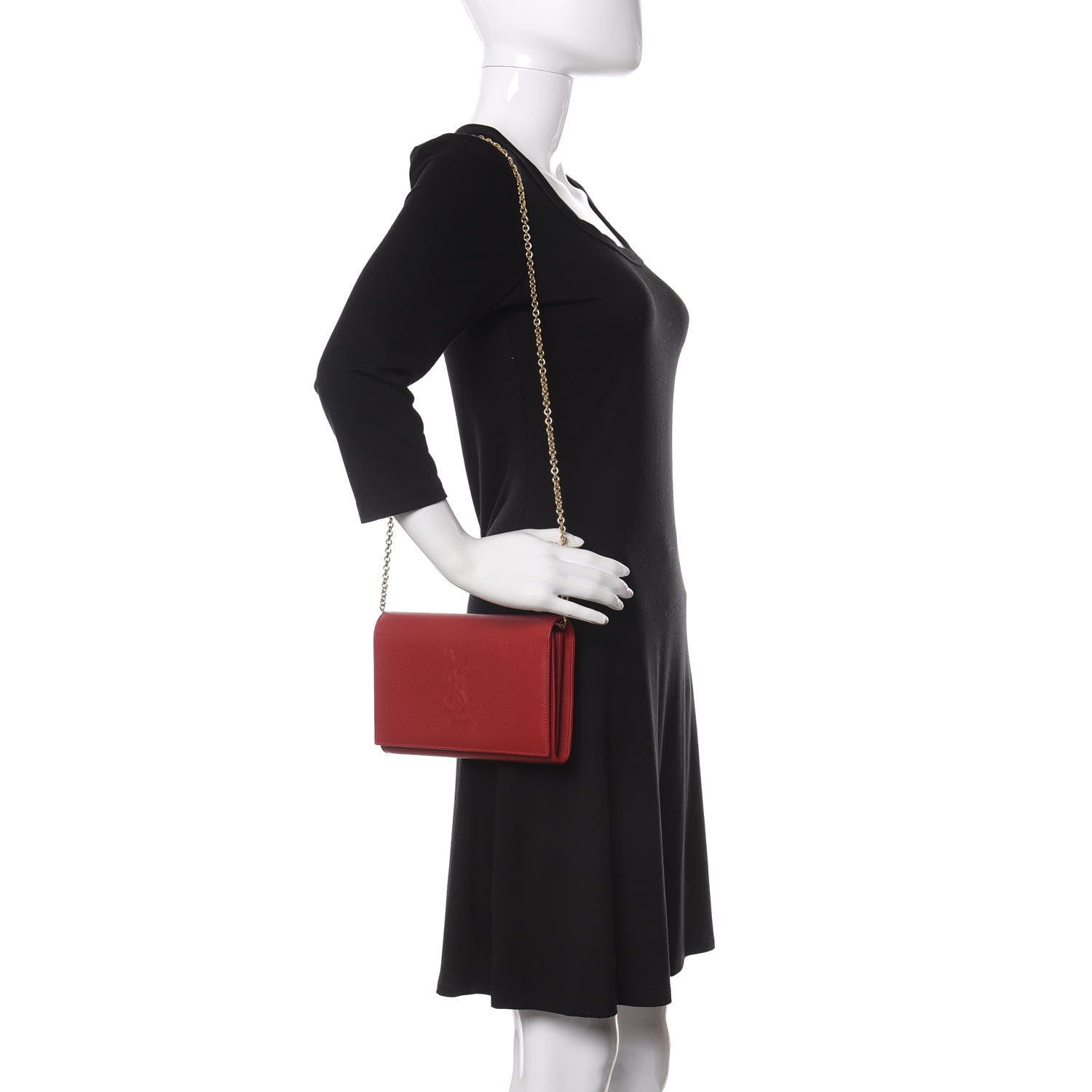 Saint Laurent Calfskin Belle de Jour Chain Clutch Rouge Orient 2 of 10