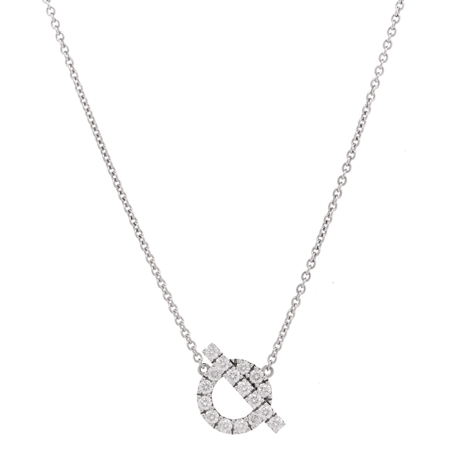 Hermes 18K White Gold Diamond Finesse Pendant Necklace 1 of 13