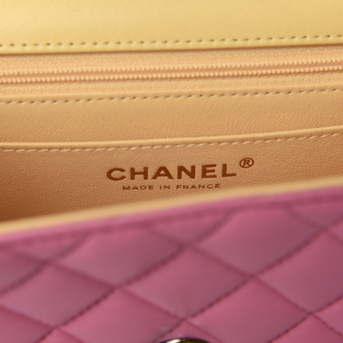 Lambskin Quilted Mini Rectangular Flap Pink Yellow