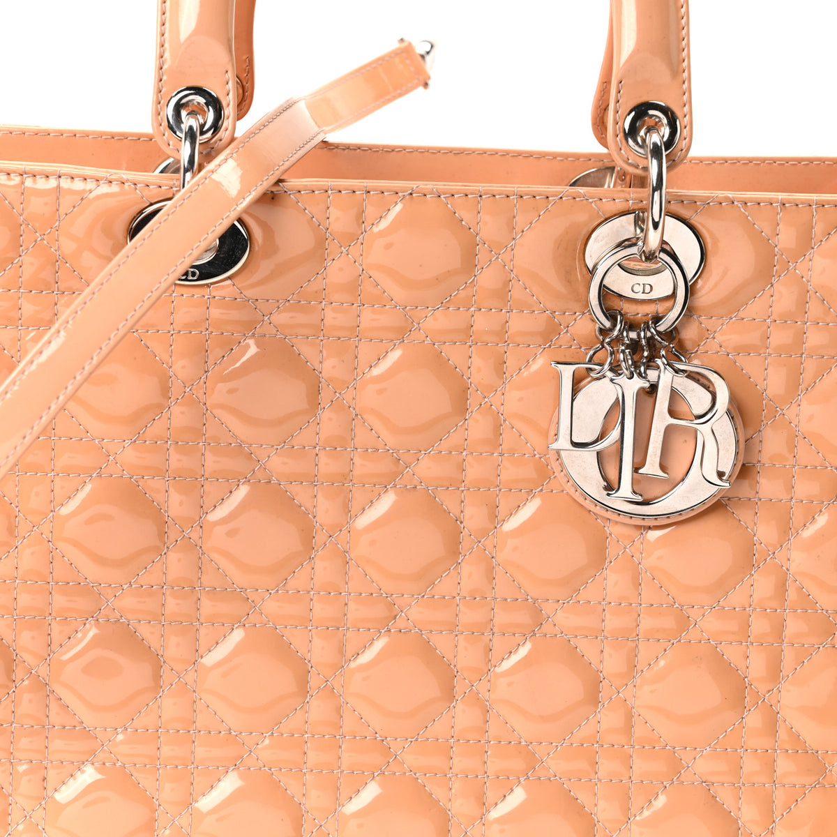 Patent Cannage Large Lady Dior Rose Clair