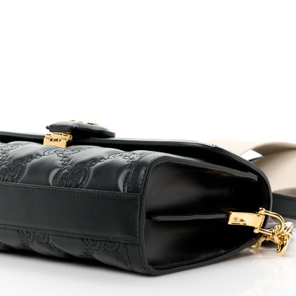 Gucci Calfskin GG Matelasse Small Flap Shoulder Bag Black Natural 12 of 13