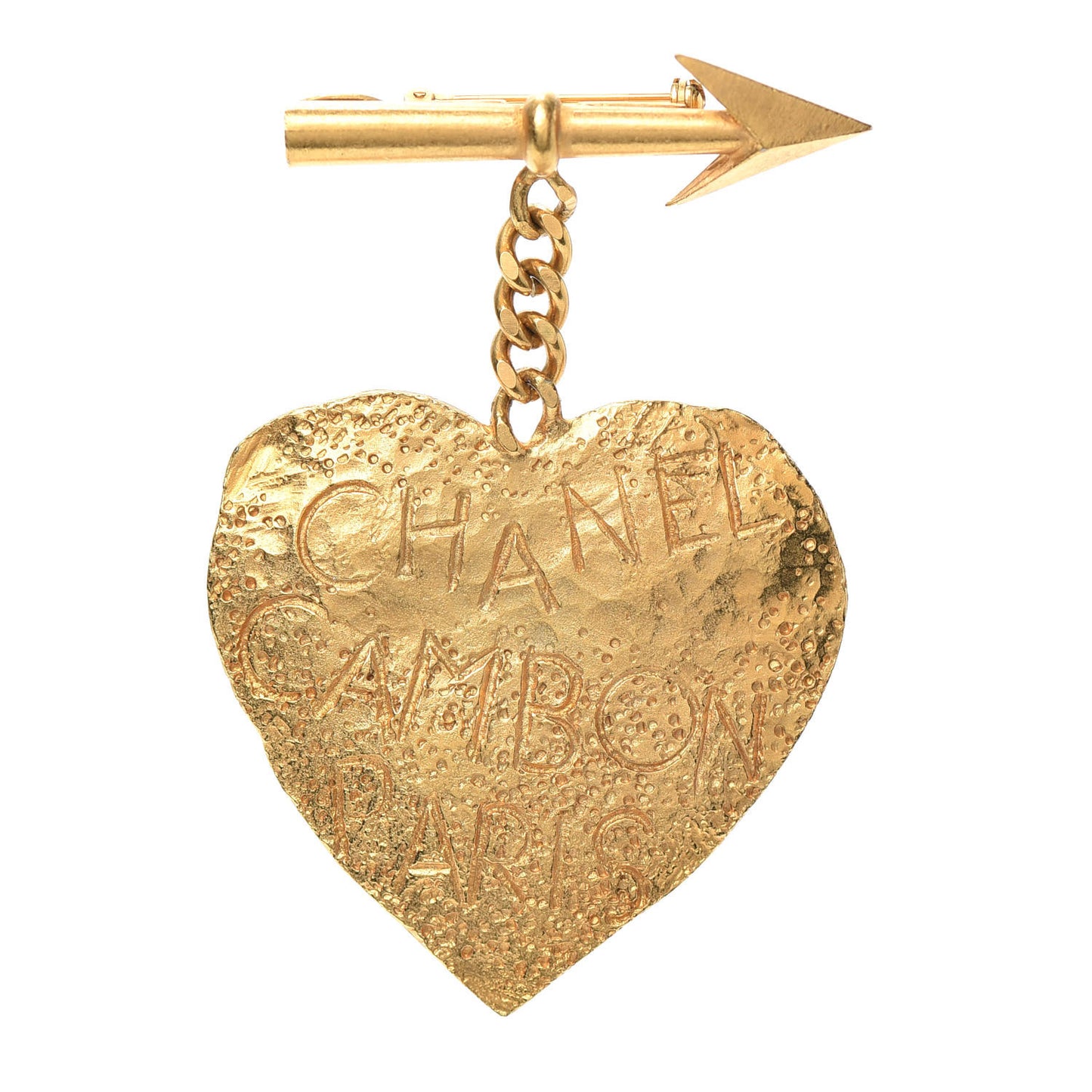 Metal Heart Arrow Cambon Paris Brooch Gold Gold