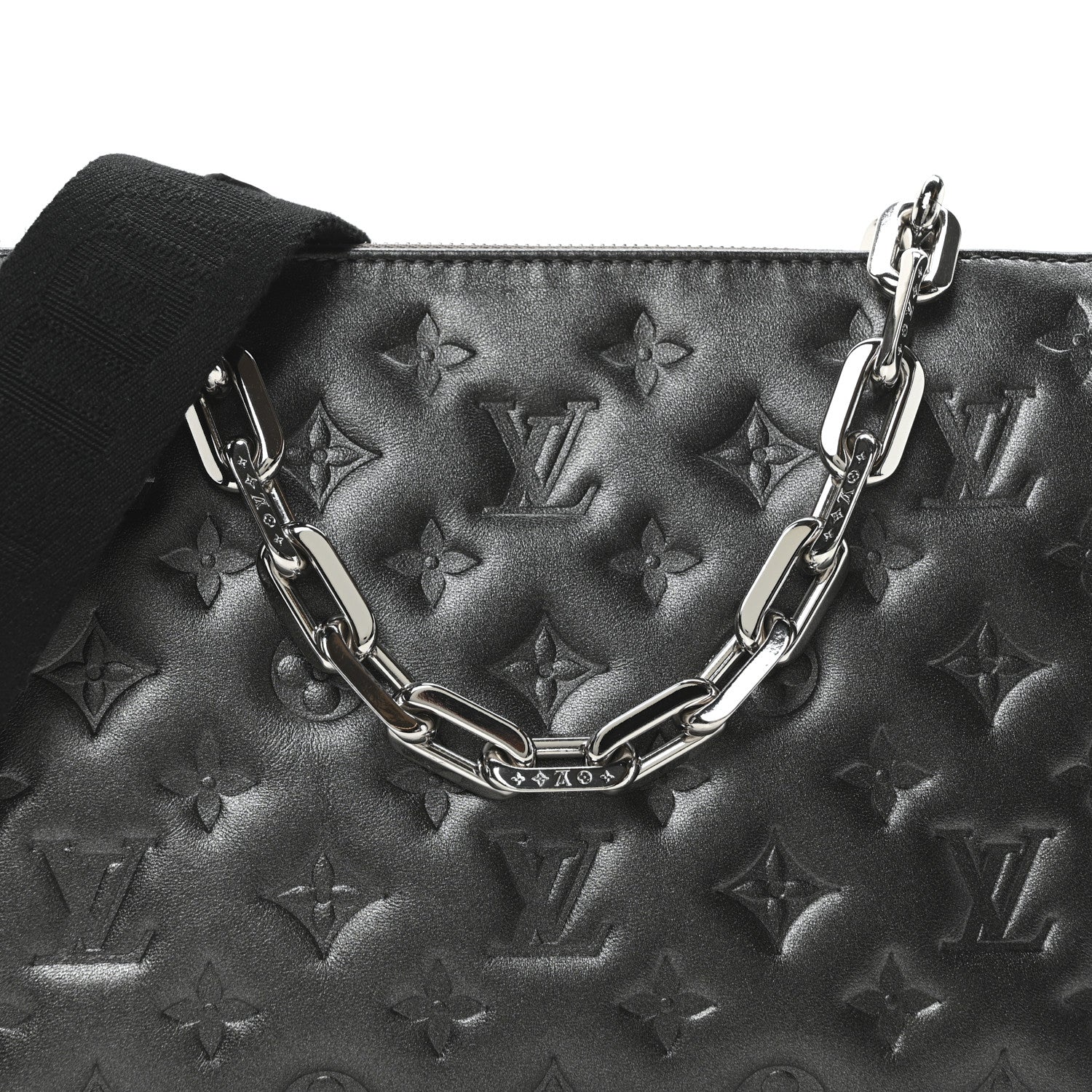 Louis Vuitton Lambskin Embossed Monogram Coussin PM Anthracite 7 of 9