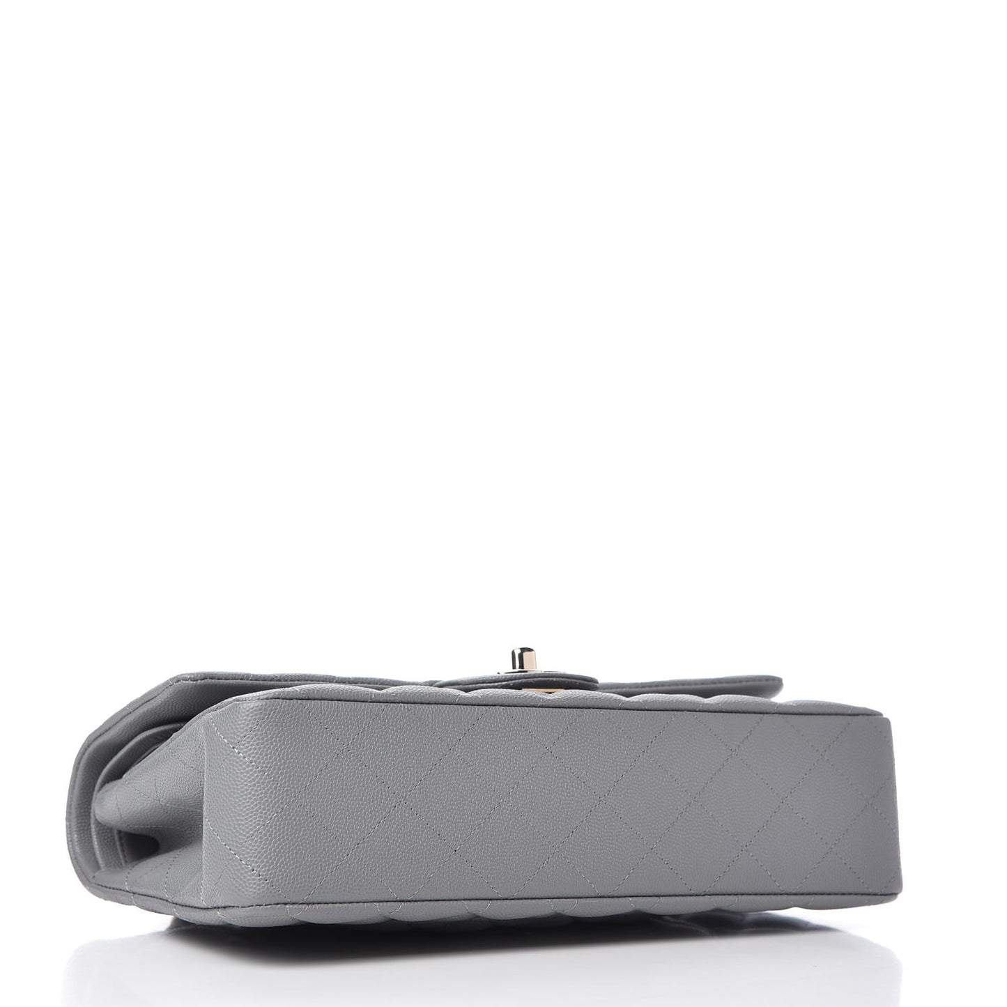Caviar Quilted Medium Double Flap Grey