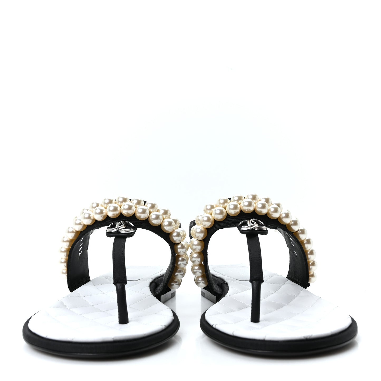 Grosgrain Pearl CC Sandals 37 Black