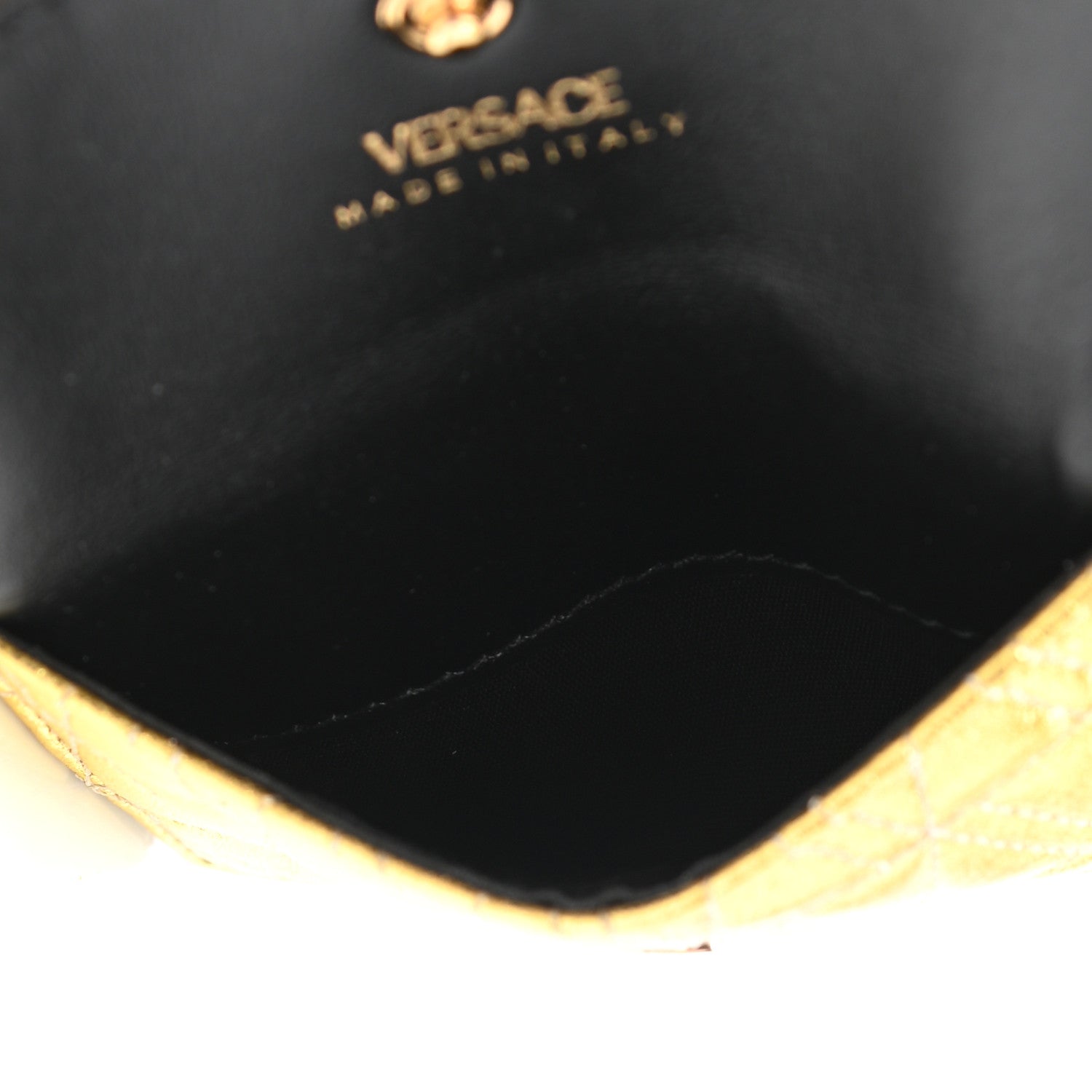Versace Metallic Lambskin Quilted Virtus Chain Card Holder Gold 5 of 9