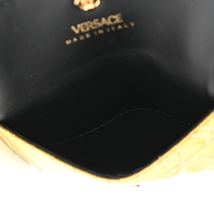 Versace Metallic Lambskin Quilted Virtus Chain Card Holder Gold 5 of 9
