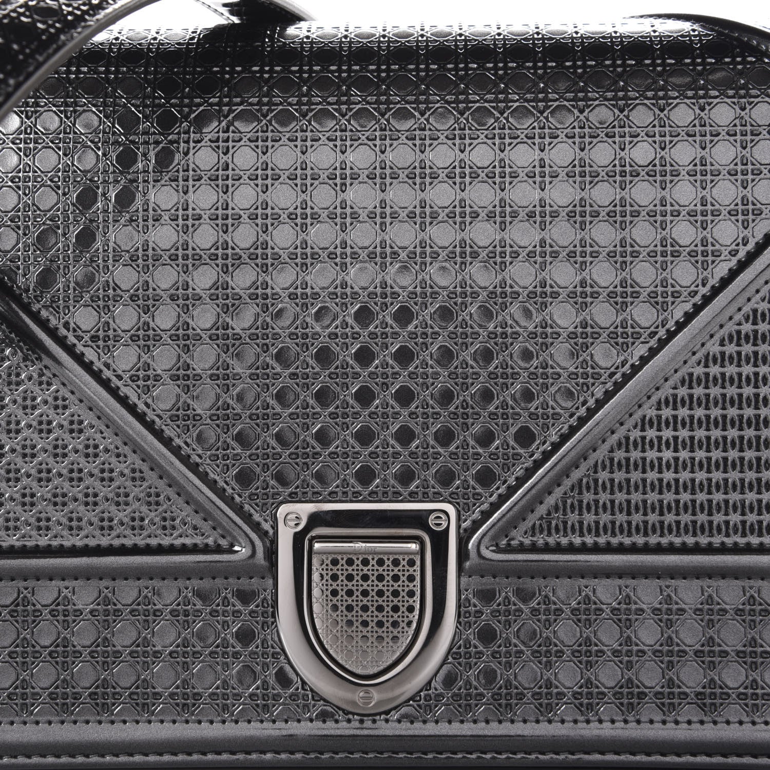 Christian Dior Metallic Patent Micro-Cannage Medium Diorama Flap Bag Silver 10 of 11