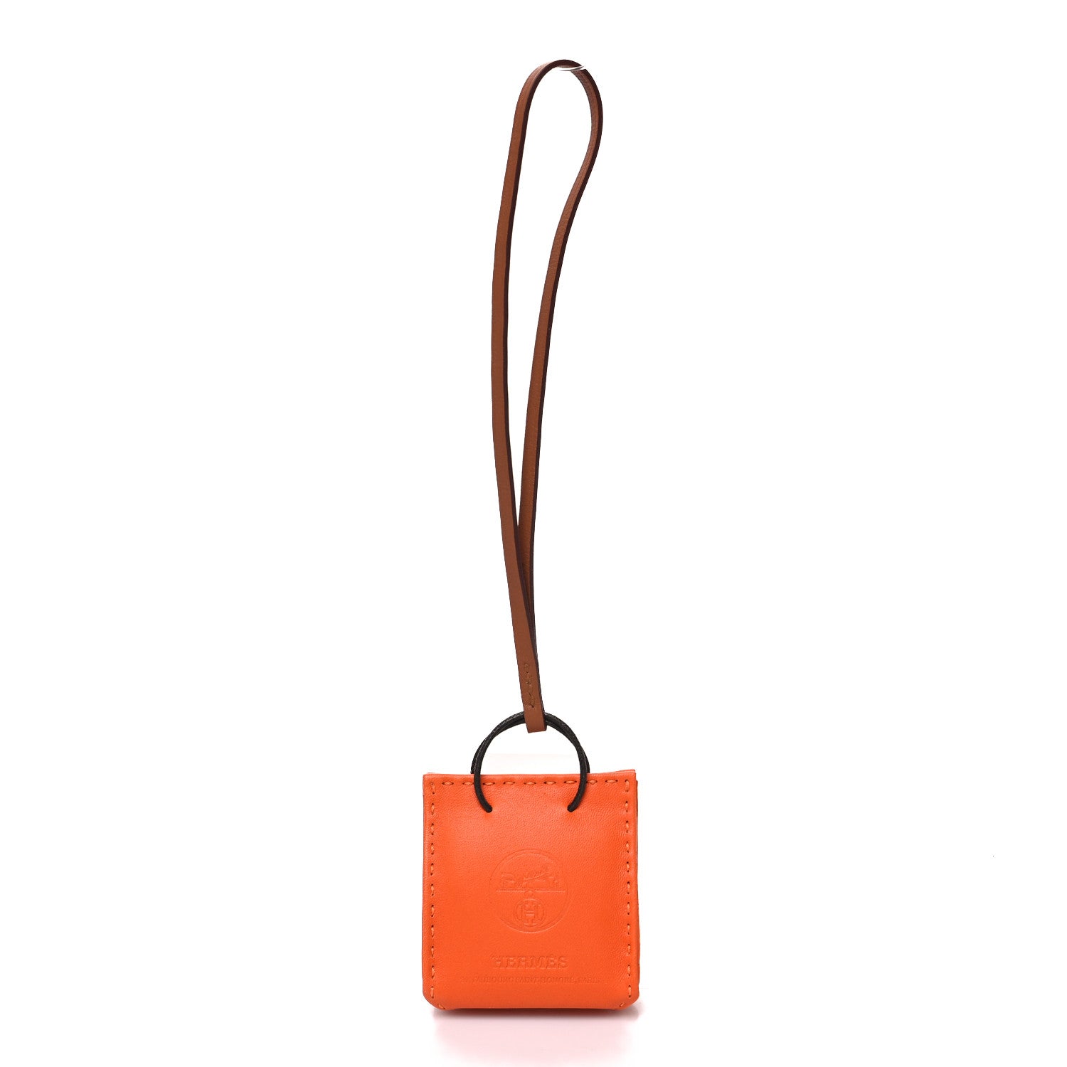 Hermes Milo Lambskin Swift Shopping Bag Charm Feu Gold 1 of 3
