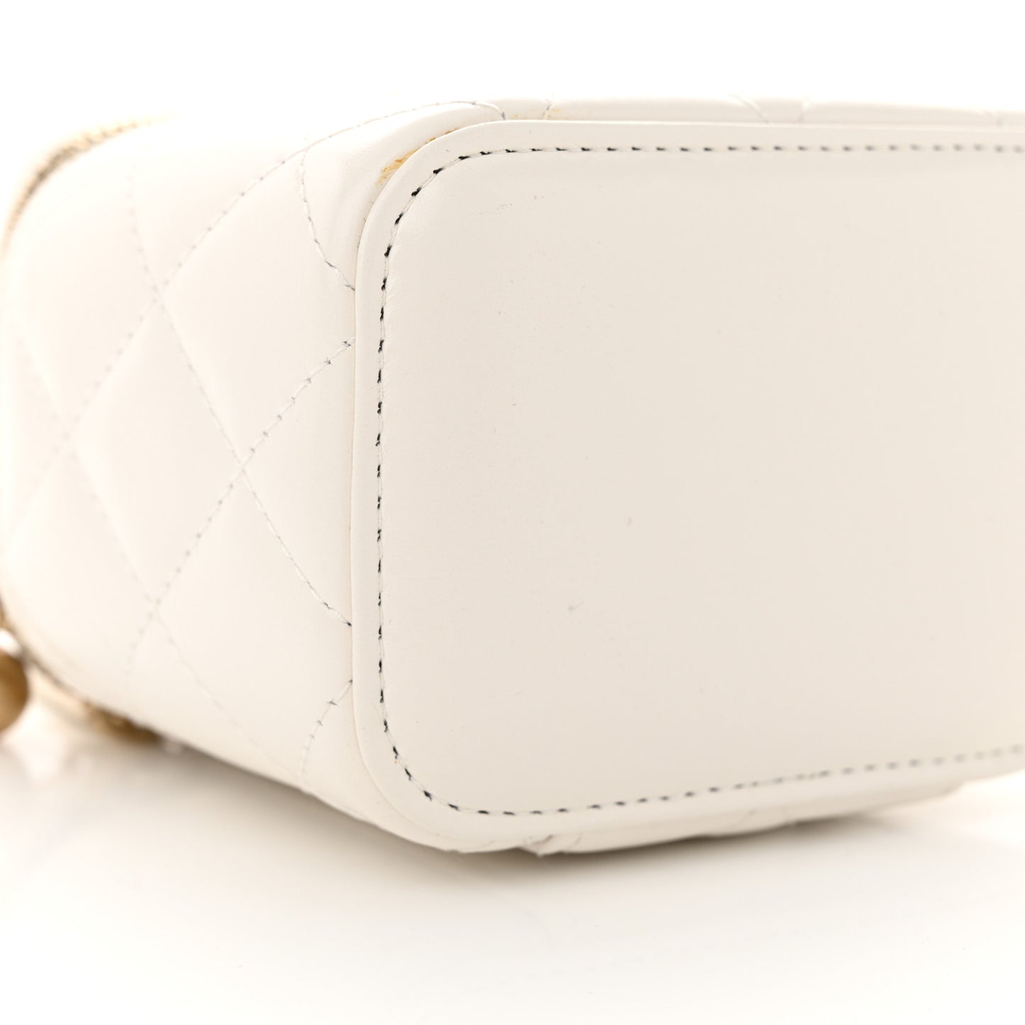 Calfskin Quilted Mini Perfect Fit Vanity Case With Chain White