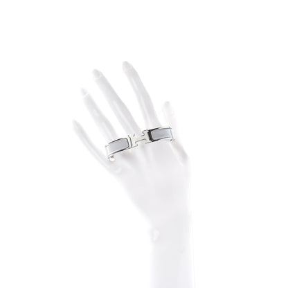 Hermes Enamel Narrow Clic Clac H Bracelet PM Blanc Gris Clair 2 of 4