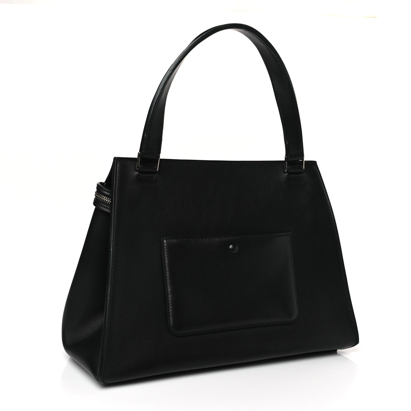 Supple Calfskin Large Bi-Color Edge Shoulder Bag Beige